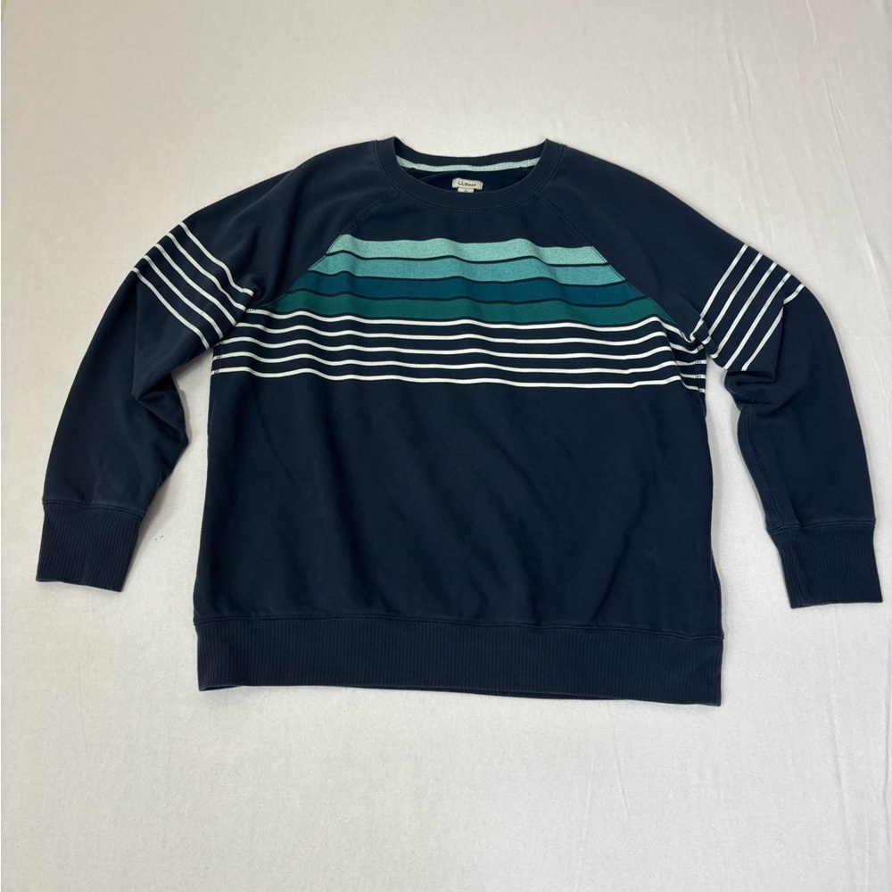 LL Bean Women’s Stripes Pullover Sweatshirt Large